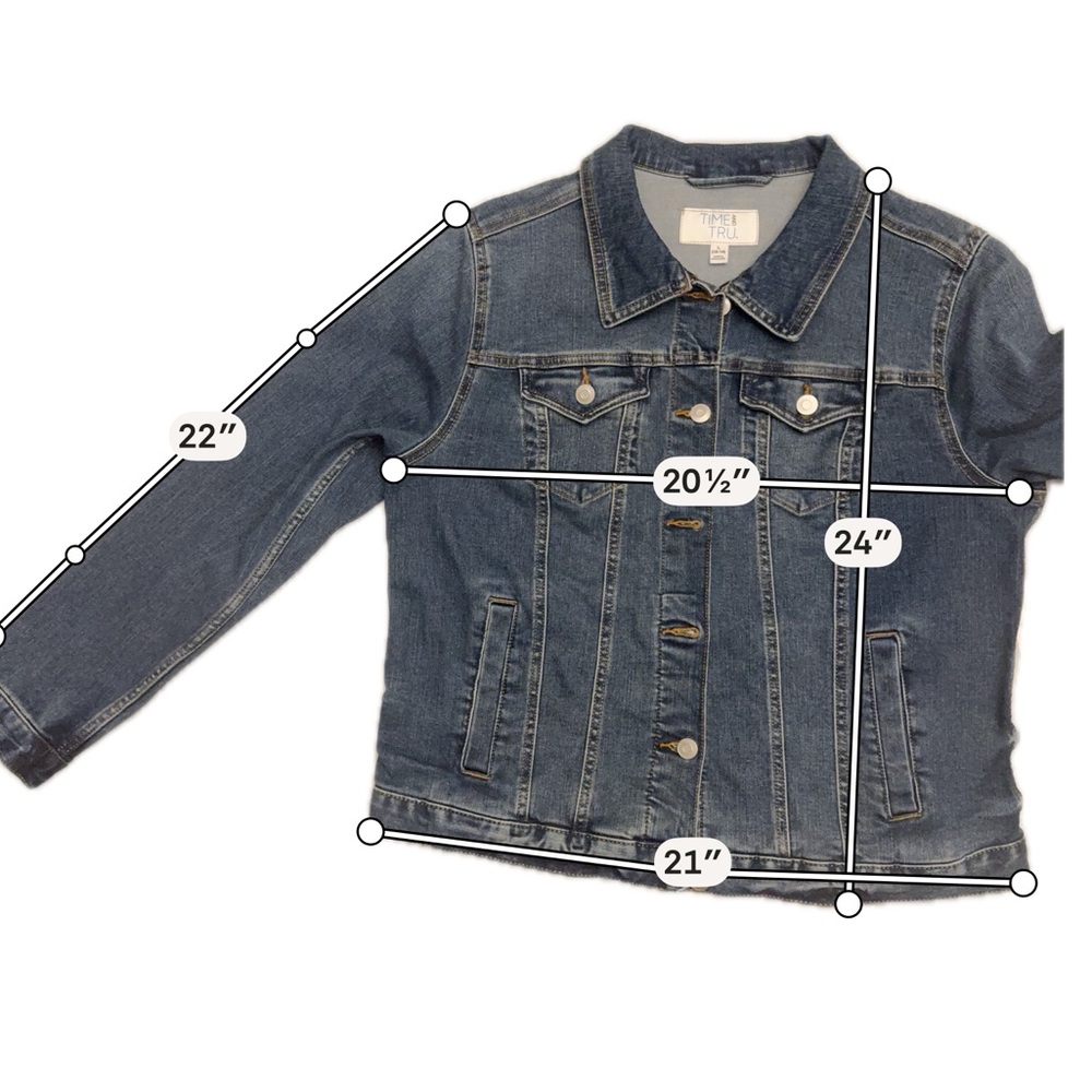 Time and Tru Dark Blue Denim Jacket Size L NWT - Picture 5 of 9